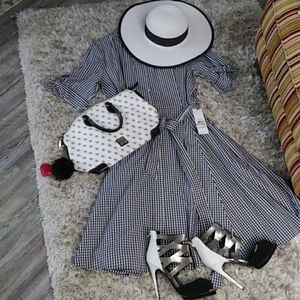 Calvin Klein black and white gingham print dress. Size 12